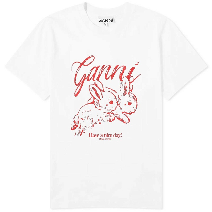 Photo: GANNI Women's Bunnies relaxed t-shirt in Bright White