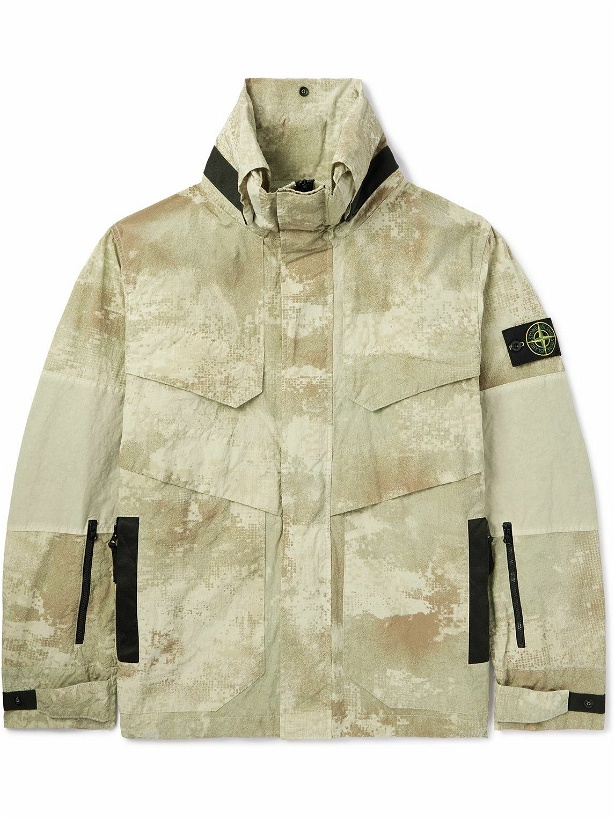 Photo: Stone Island - Camouflage-Print Logo-Appliquéd Shell Jacket - Neutrals