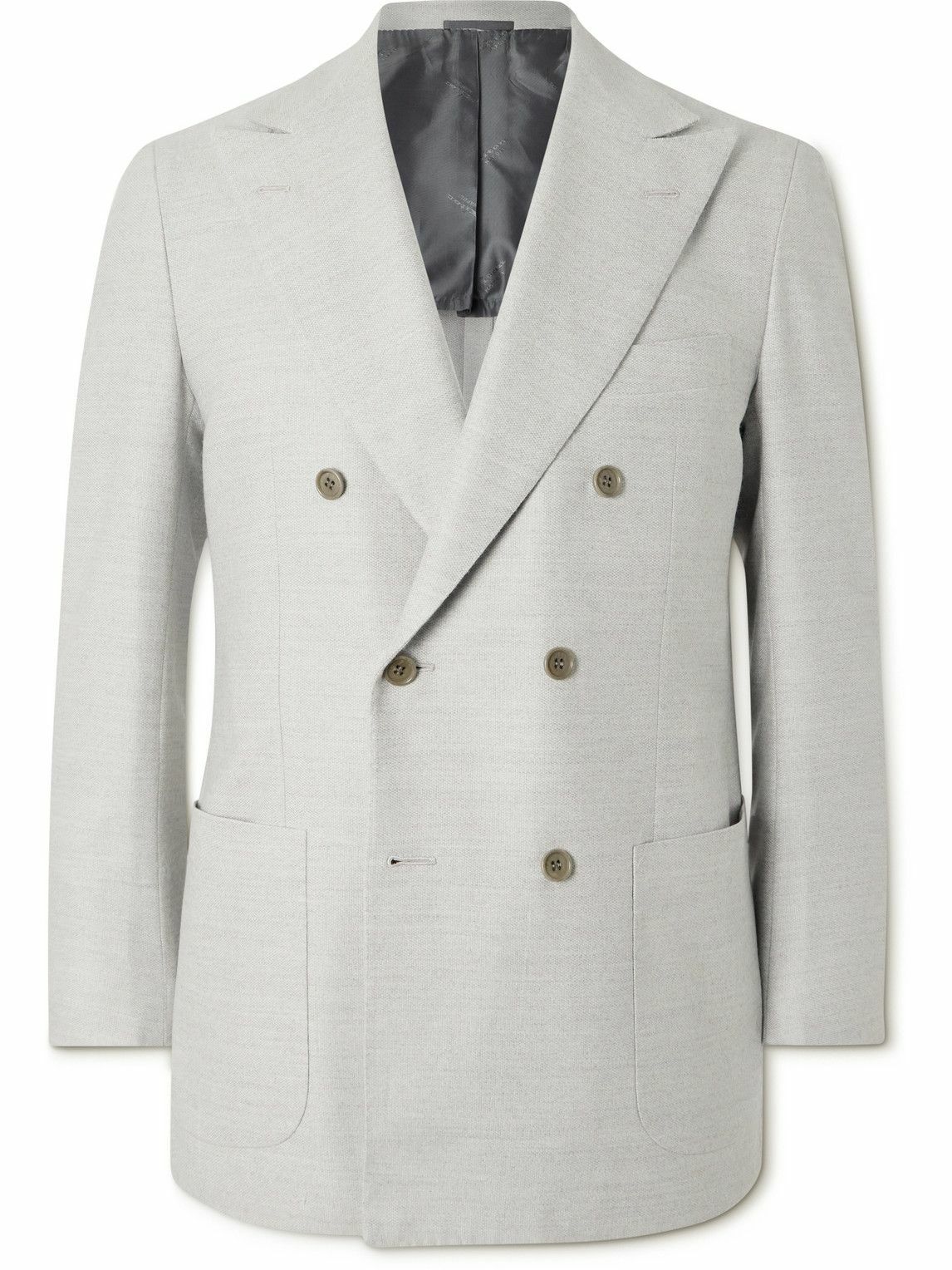Kiton - Double-Breasted Wool and Cashmere-Blend Blazer - Gray