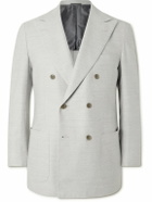 Kiton - Double-Breasted Wool and Cashmere-Blend Blazer - Gray