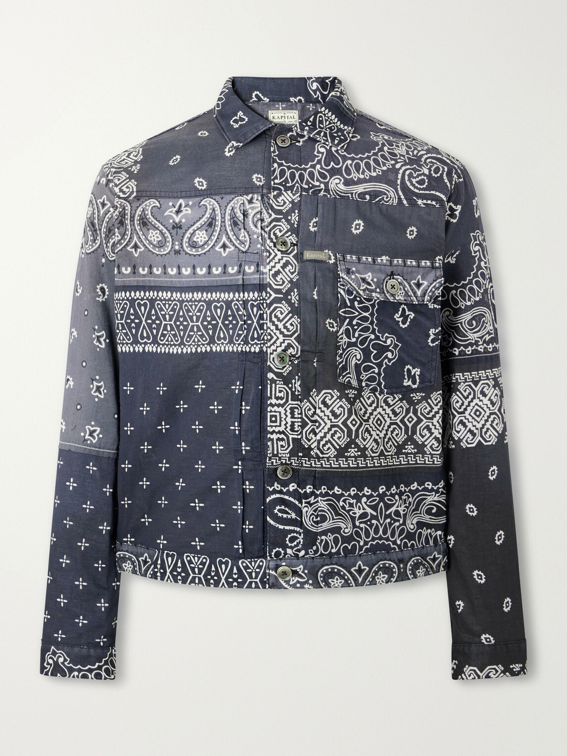 KAPITAL - Bandana-Print Patchwork Cotton Overshirt - Blue
