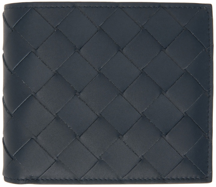 Photo: Bottega Veneta Navy Leather Bifold Wallet