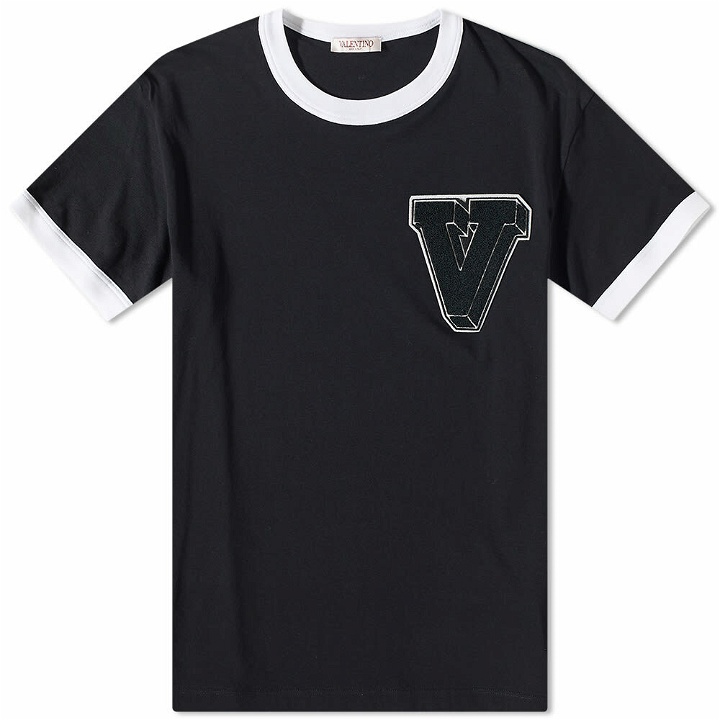 Photo: Valentino Men's V Logo Ringer T-Shirt in Black/White