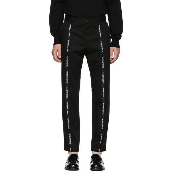 Photo: Dolce and Gabbana Black Front Logo Trousers