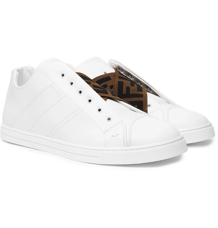 Photo: Fendi - Reloaded Logo-Trimmed Full-Grain and Smooth Leather Slip-On Sneakers - Men - White