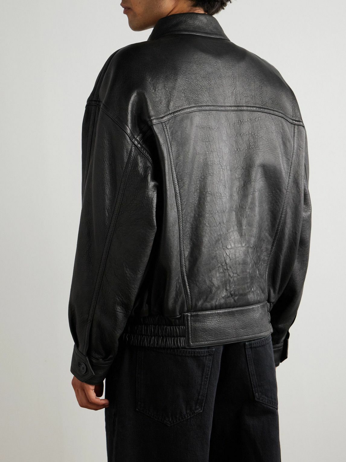 SAINT LAURENT - Full-Grain Leather Bomber Jacket - Black