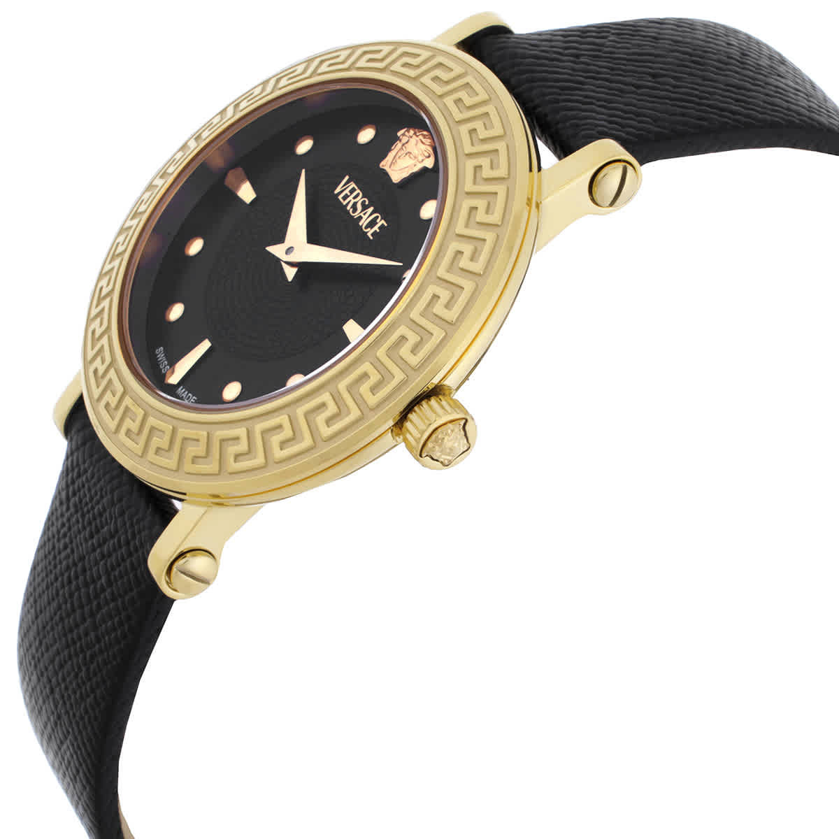 Versace Women\'s Circle Black Watch NEW Versace V-Circle Black Leather Strap Quartz Women main image 2