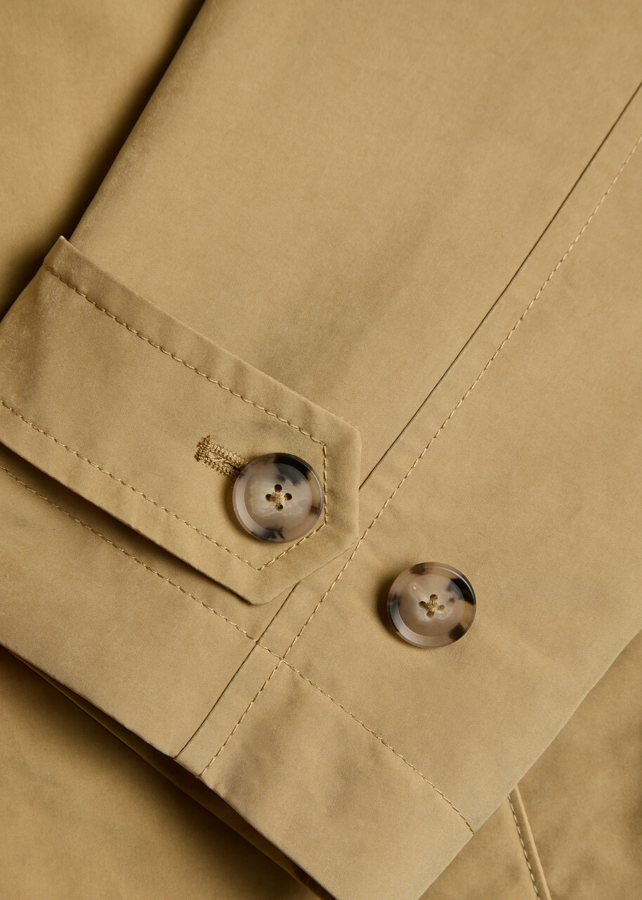 Boss Single-breasted Woven Trench Coat Khaki