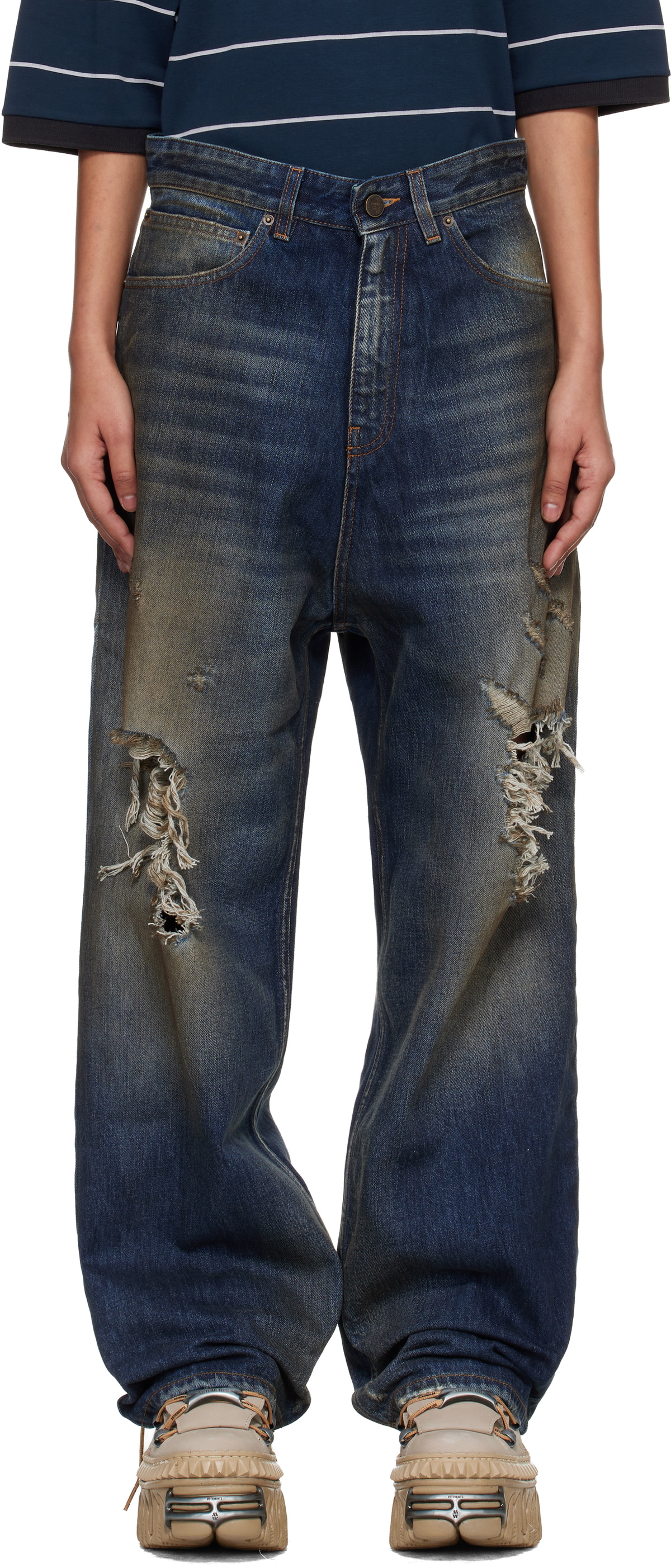 VETEMENTS Black & Red Fire Big Shape Jeans Vetements