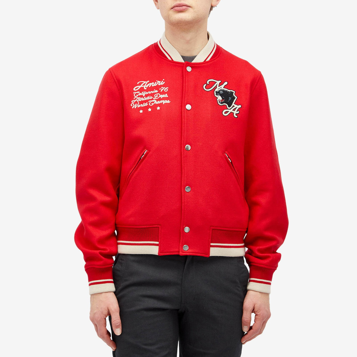 AMIRI Men's Panther Bomber Jacket in Varsity Red Amiri