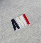 AMI - Slim-Fit Logo-Embroidered Mélange Loopback Cotton-Jersey Hoodie - Gray
