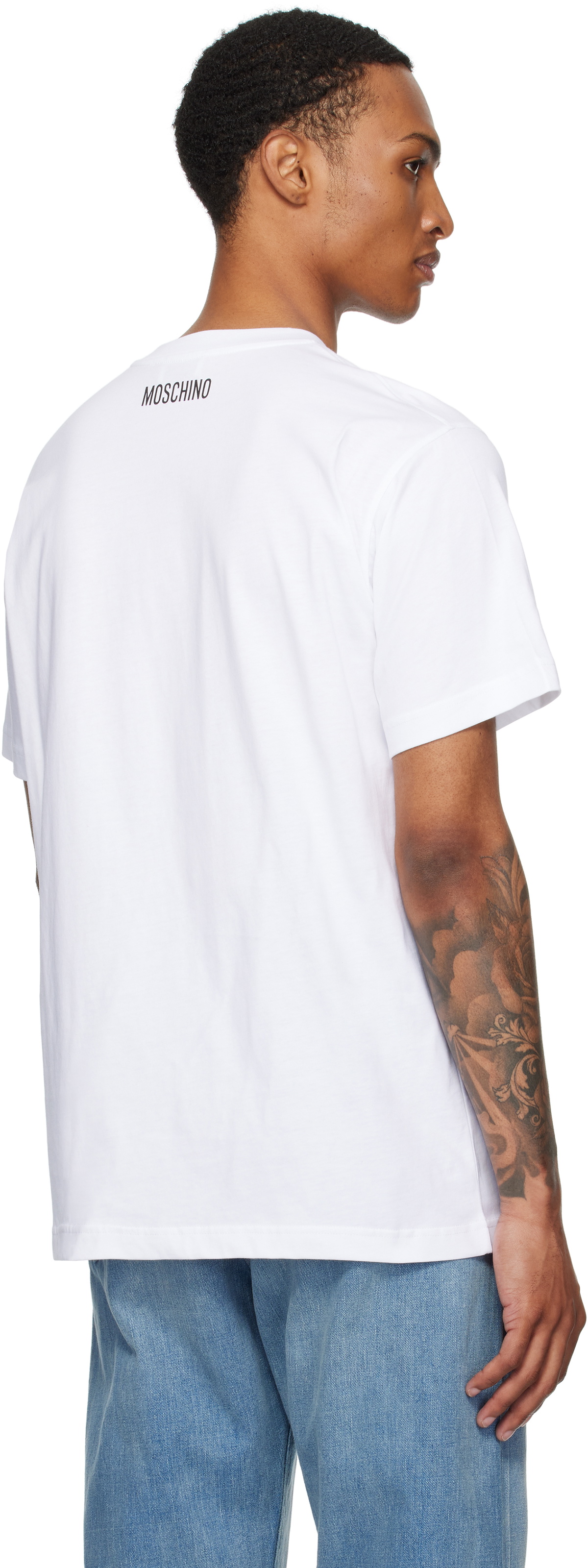 Moschino White Printed Organic Cotton T-shirt