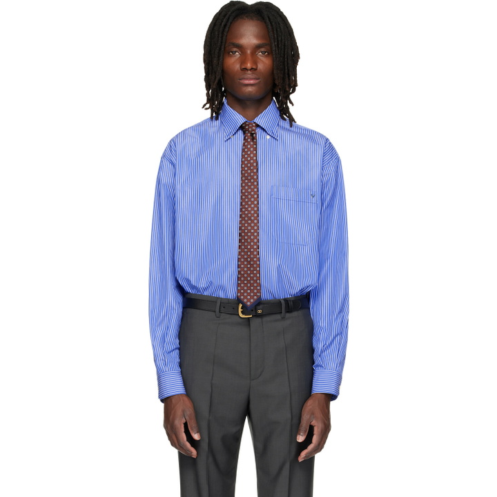 Photo: Valentino Blue Striped Cotton Poplin Shirt