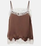 Faithfull Lace-trimmed satin top