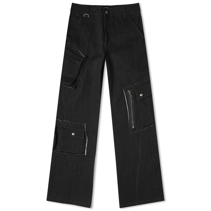 Photo: Andersson Bell Women's Mulina Crinkle Denim Cargo Pants in Washed Black