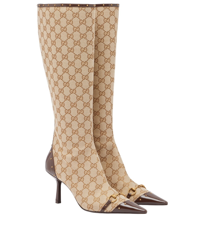 Photo: Gucci Savoy GG canvas knee-high boots