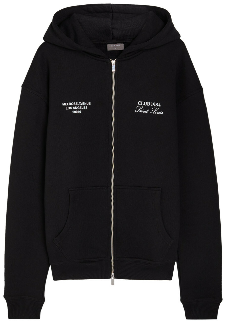Club 1984 Melrose Printed Hooded Cotton Sweatshirt Black