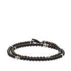 Mikia Men's Double-Wrap Beaded Bracelet in Rainbow Obsidian