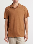 James Perse - Open-Collar Slub Cotton-Jersey Polo Shirt - Brown