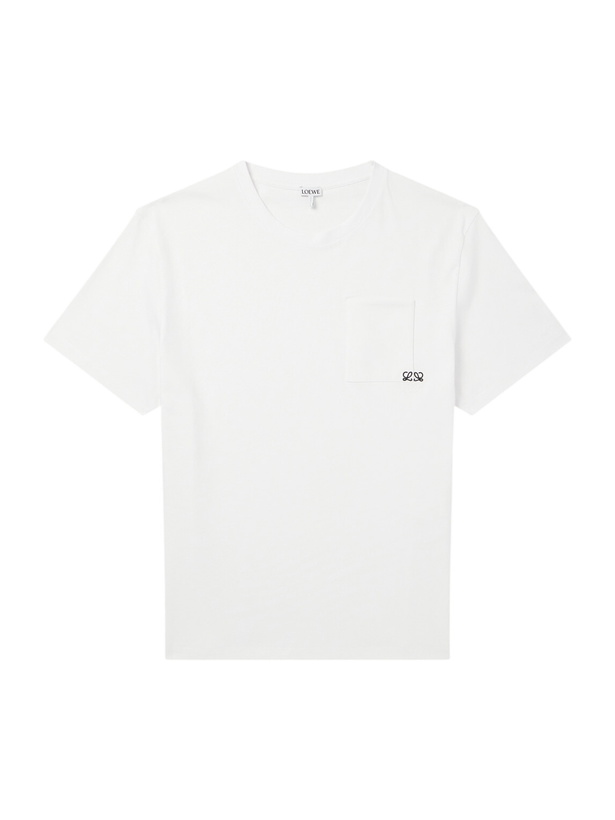 Photo: LOEWE - Anagram-Embroidered Cotton-Jersey T-Shirt - White