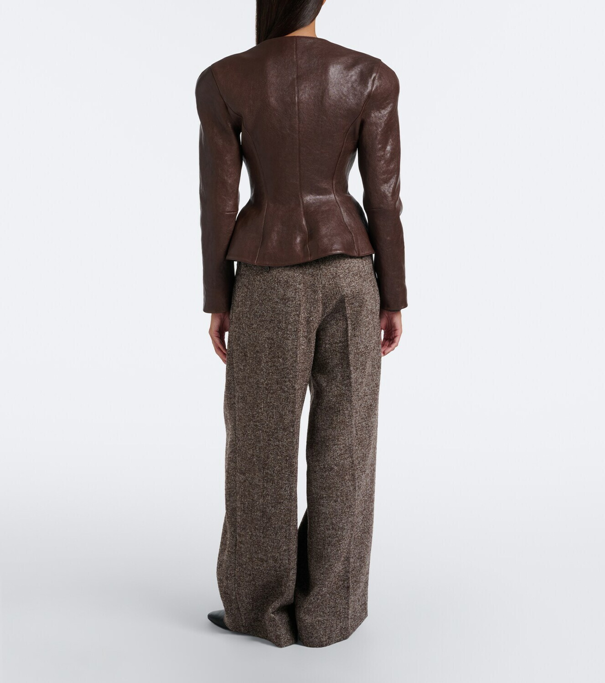 Magda Butrym Herringbone wool-blend wide-leg pants
