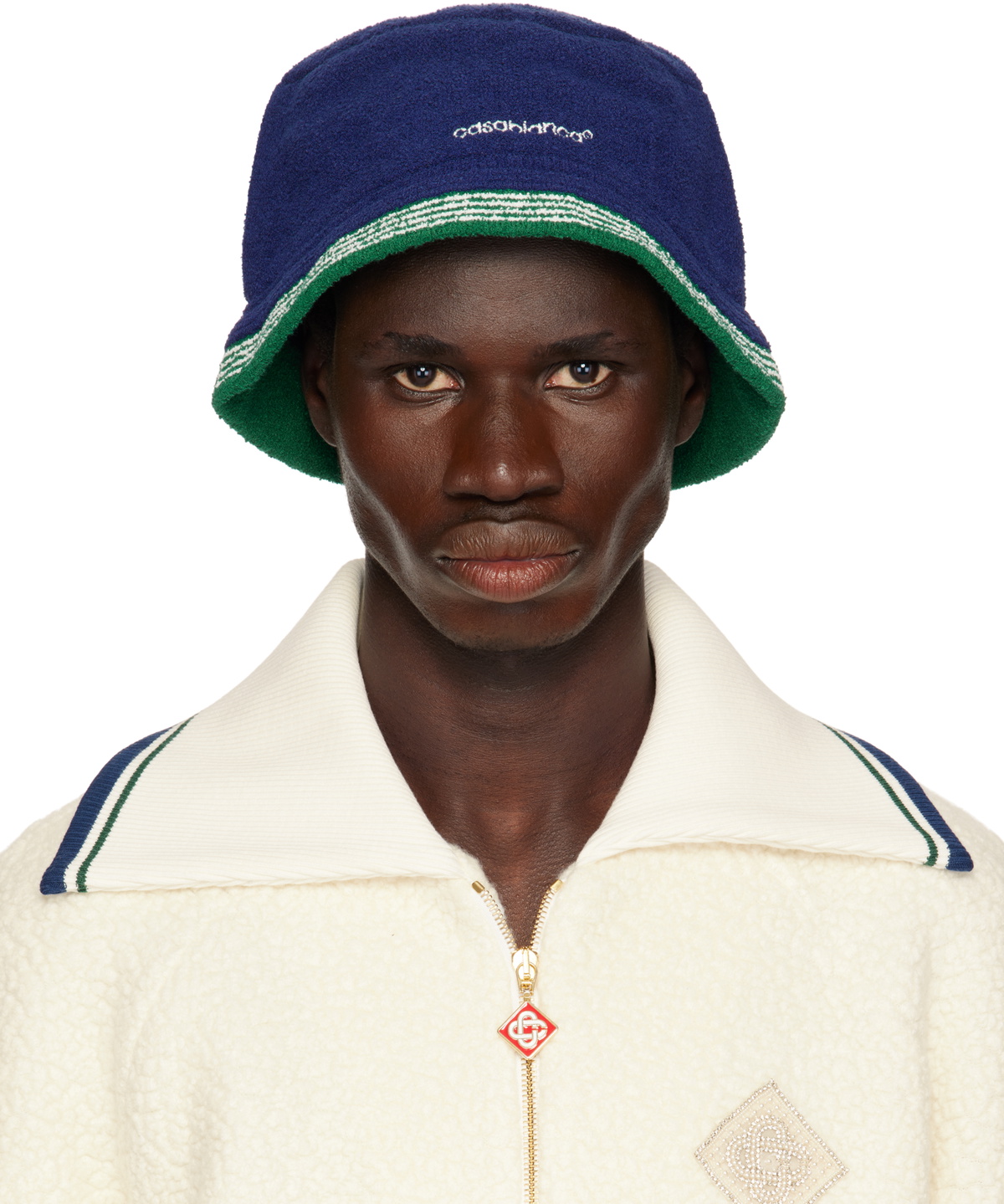 Casablanca Navy Embroidered Bucket Hat Casablanca