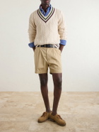 Drake's - Straight-Leg Pleated Cotton Twill Chino Shorts - Neutrals