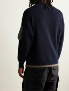 Sacai - Layered Nylon-Trimmed Cotton-Blend Sweater - Blue