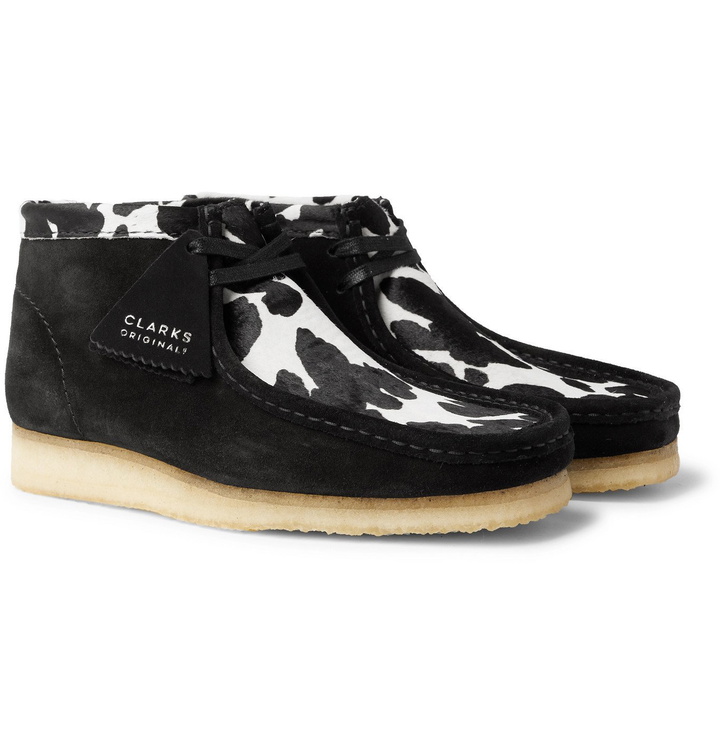 Photo: Clarks Originals - Wallabee Suede and Cow-Print Faux Pony Hair Desert Boots - Black