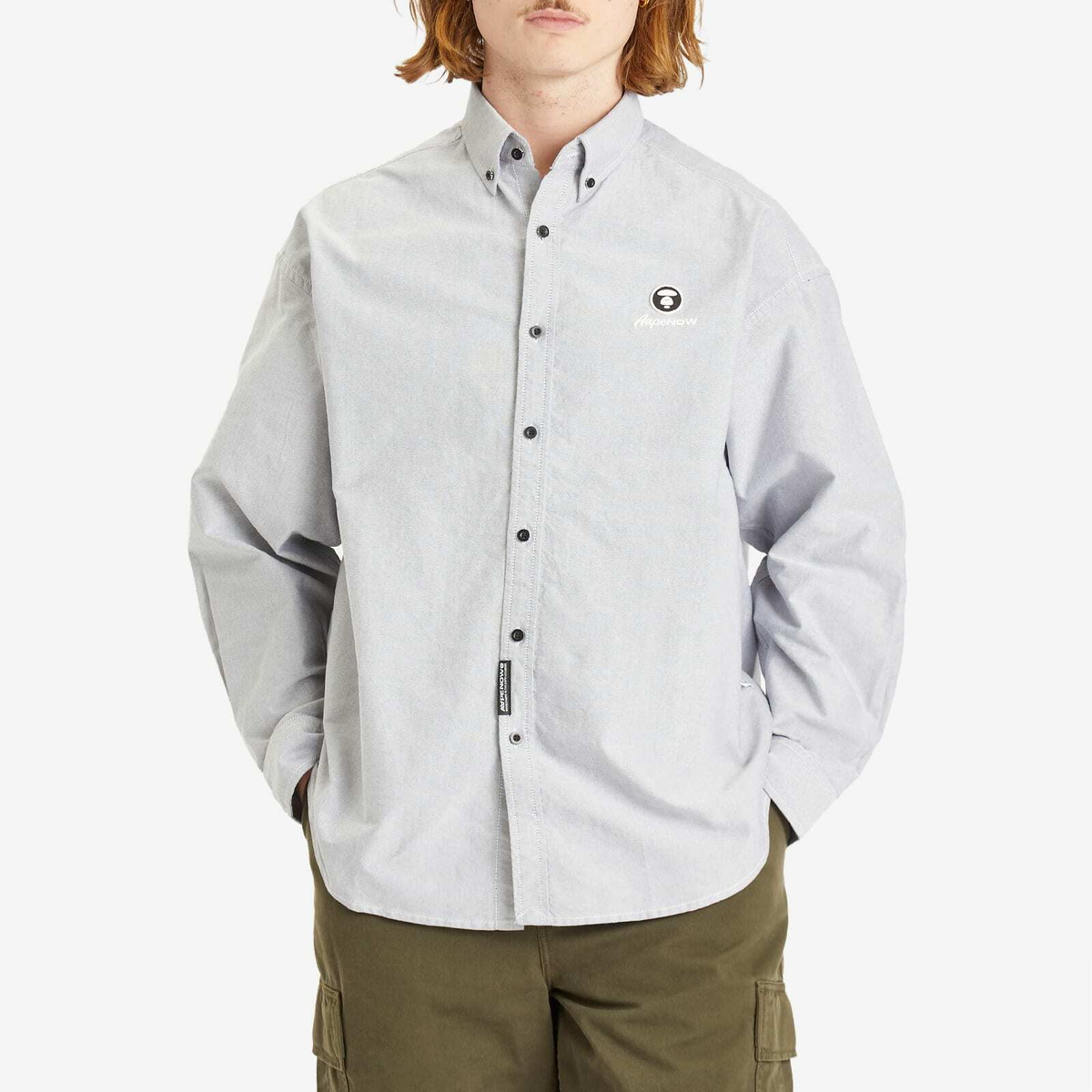 Men's AAPE Now Solid Oxford Shirt in Black