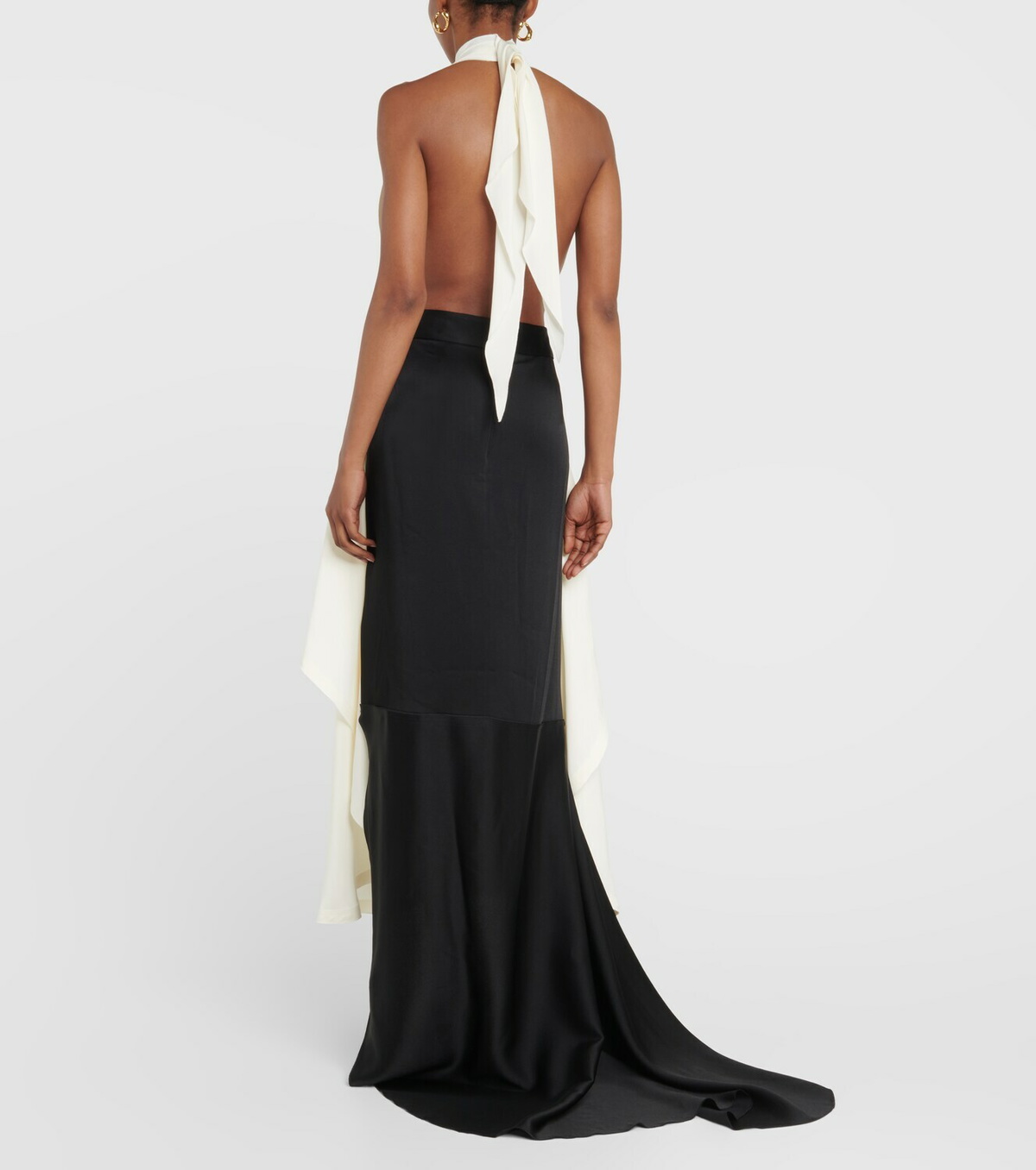 Victoria Beckham Cutout halterneck satin and crêpe gown