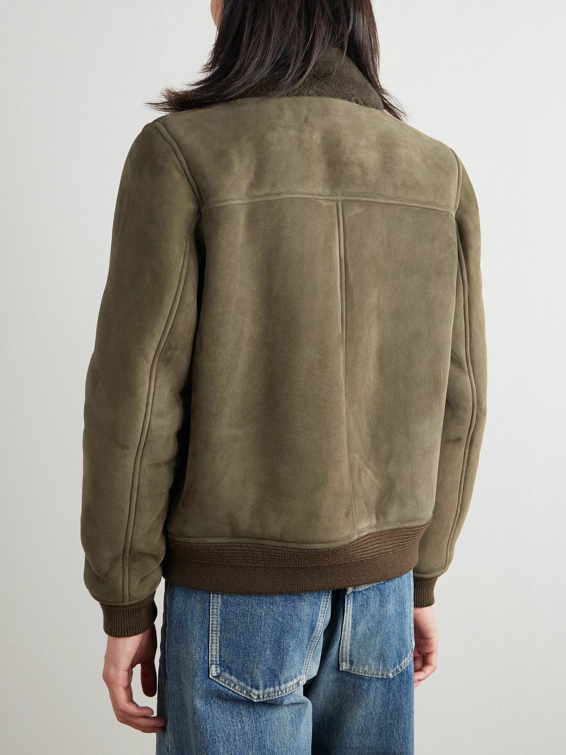 SAINT LAURENT - Shearling Blouson Jacket - Green
