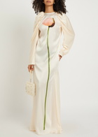 Simone Rocha Poppy Floral-print Satin Gown Cream