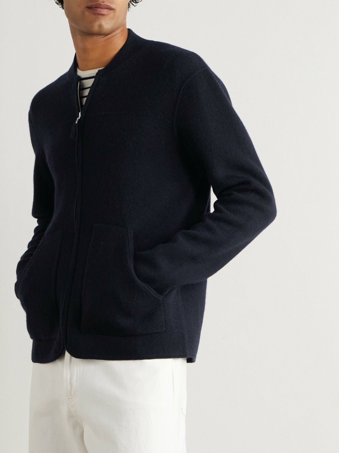 Allude - Virgin Wool and Cashmere-Blend Bomber Jacket - Blue