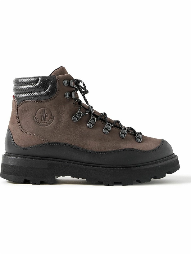 Photo: Moncler - Peka Trek Leather-Trimmed Nubuck Hiking Boots - Brown