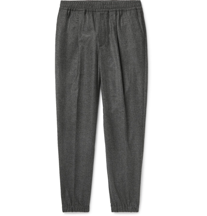 Photo: Loro Piana - Tapered Mélange Wool and Cashmere-Blend Drawstring Trousers - Gray