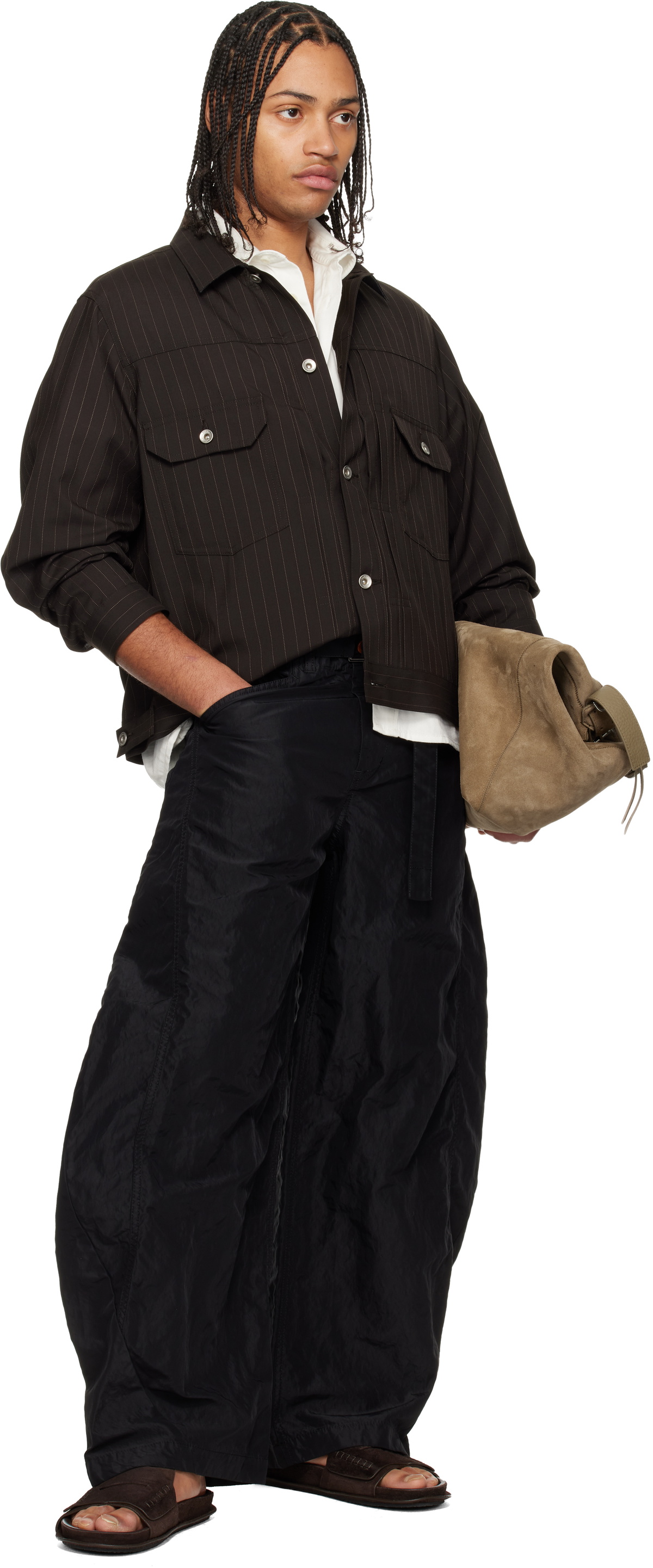 sacai Brown Chalk Stripe Jacket Sacai