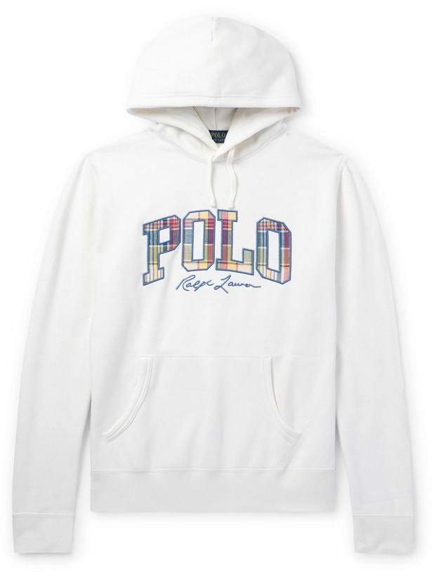 Photo: Polo Ralph Lauren - Logo-Appliquéd Embroidered Cotton-Blend Jersey Hoodie - White