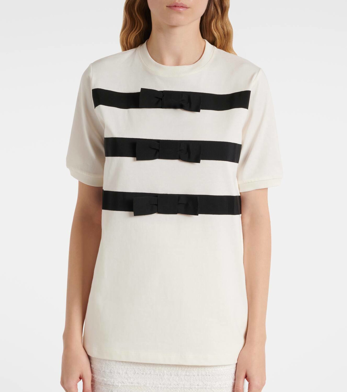 NINA RICCI ホワイト レース コットンTシャツ 半袖 NINA RICCI ホワイト レース コットンTシャツ 半袖