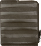 AMI Paris Khaki Leather Midi Wallet