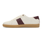 Saint Laurent White and Burgundy Court Classic SL/01 Sneakers