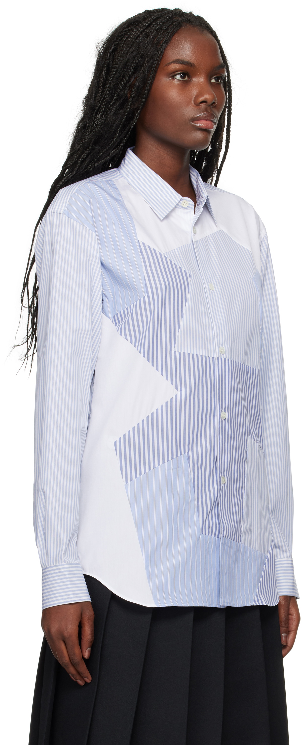Comme des Garçons Shirt Blue & White Stripe Poplin Shirt