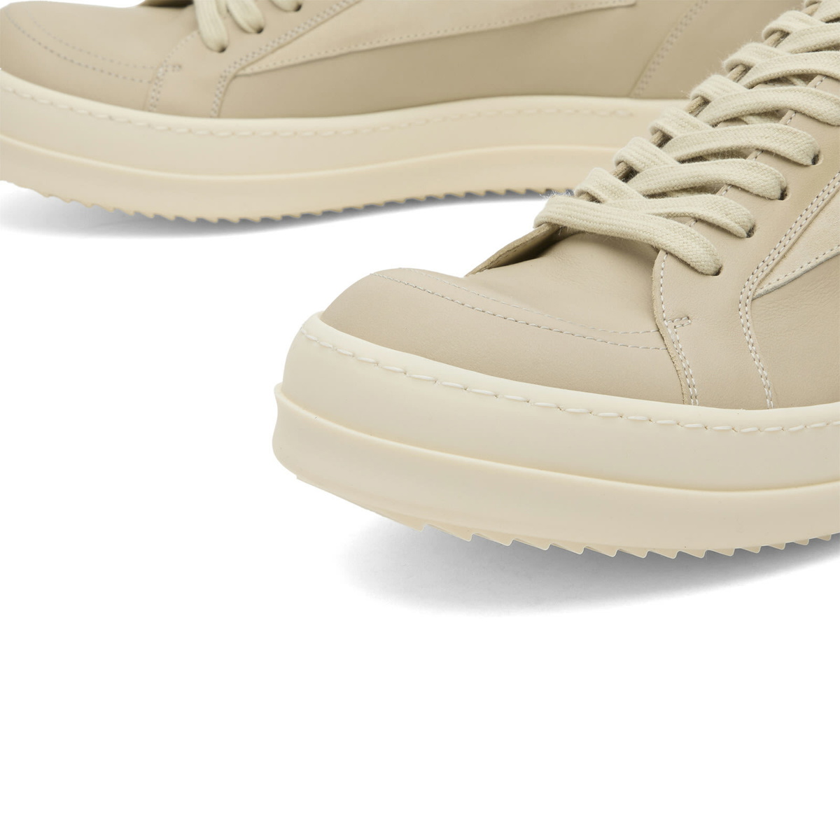 Rick Owens Men's Leather Vintage Sneaks in Sand/Milk/Milk