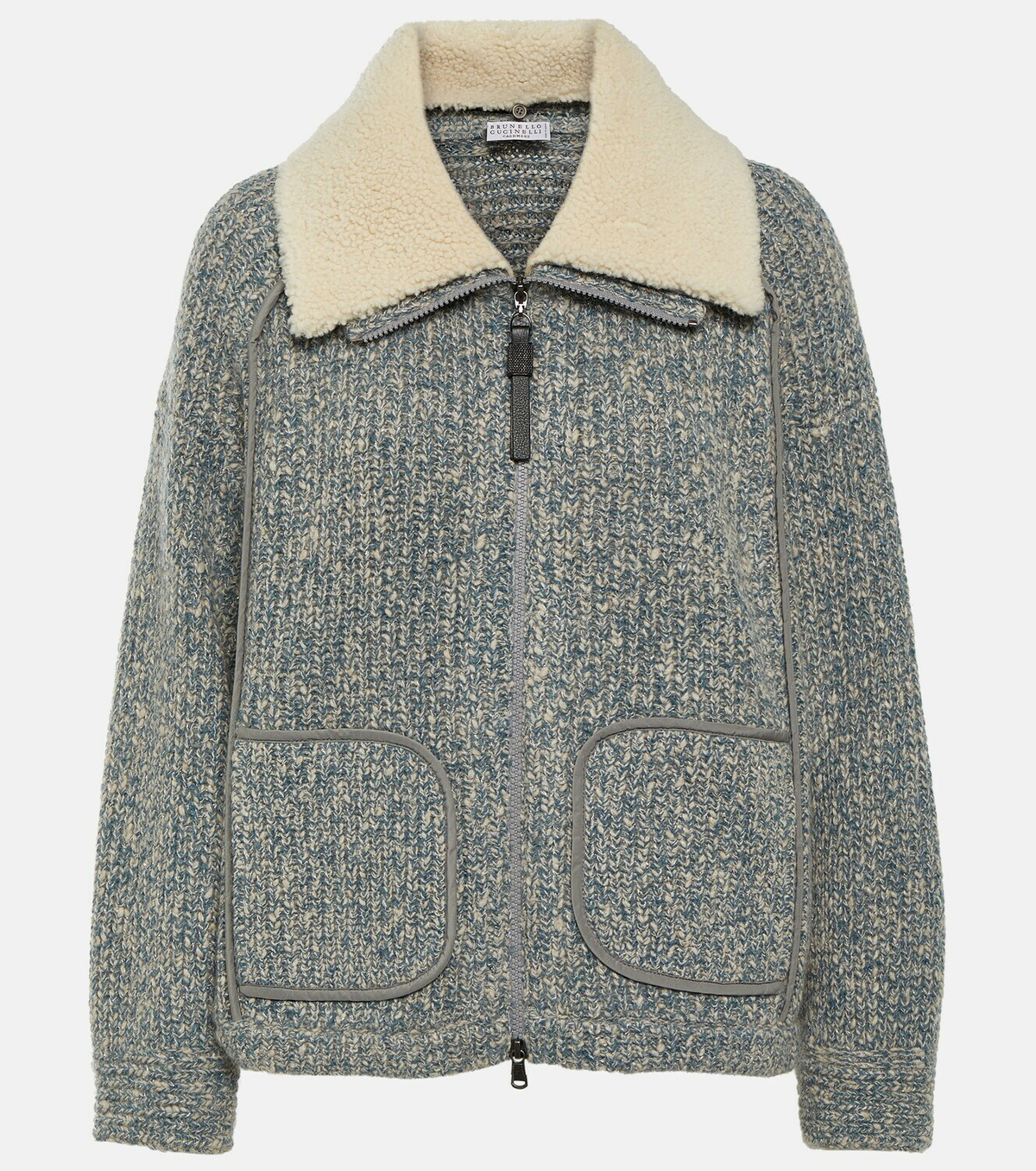 Brunello Cucinelli Shearling-trimmed wool-blend jacket