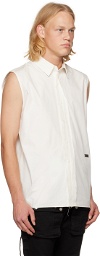 C2H4 White Raw Edge Sleeveless Shirt