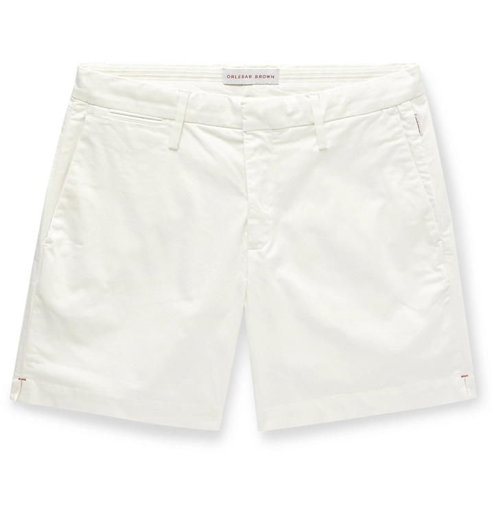 Photo: Orlebar Brown - Beacher Slim-Fit Garment-Washed Stretch Cotton-Twill Shorts - White