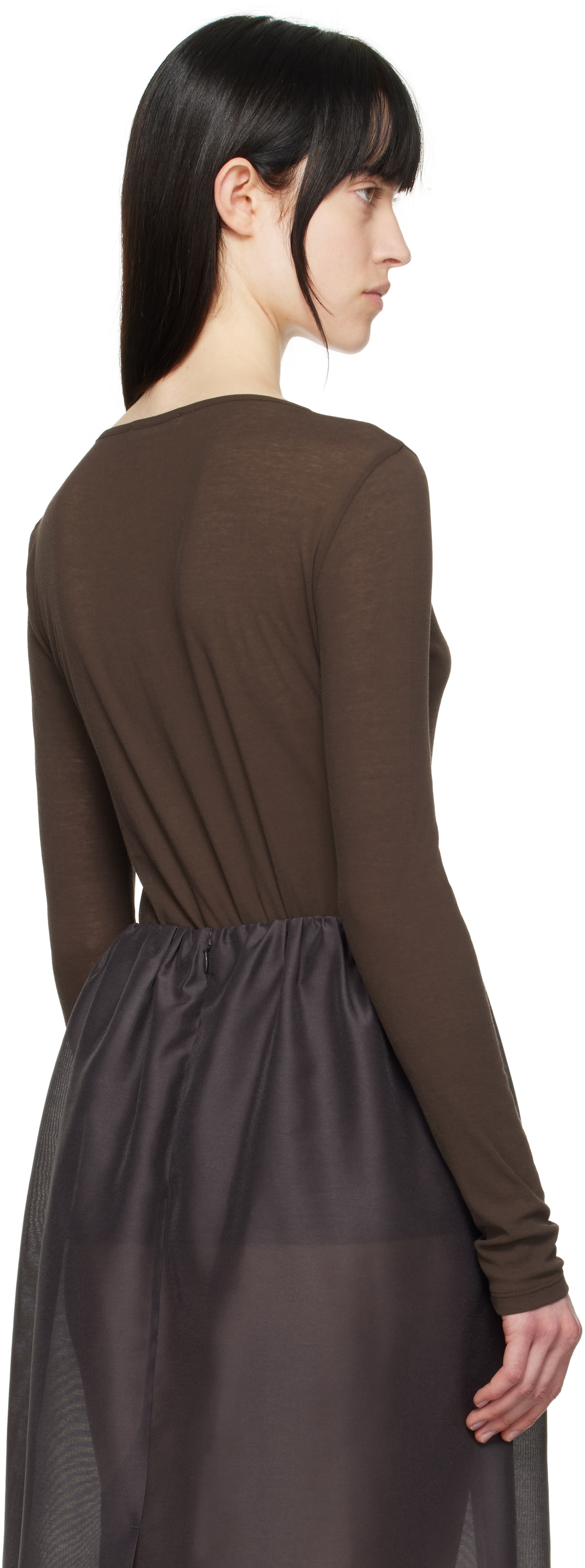 AMOMENTO Brown Round T-shirt