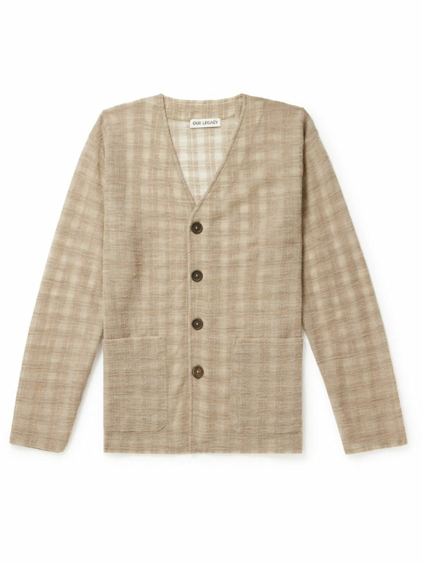 Photo: Our Legacy - Checked Open-Knit Wool-Blend Cardigan - Neutrals