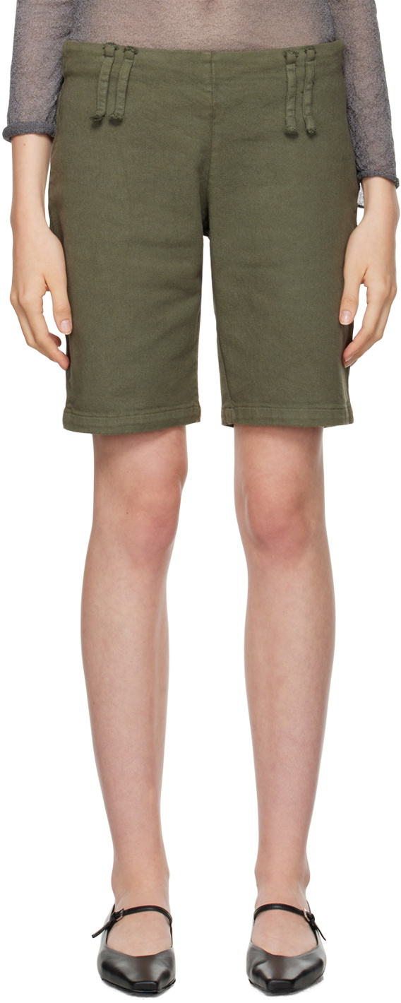 PALOMA WOOL｜SHORTS (Jue (SM2702-denim)) JUE-Elastic denim effect capri pants with wide waistband and