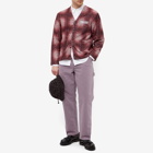 PLEASURES Men's Spray Check Mohair Cardigan in Red